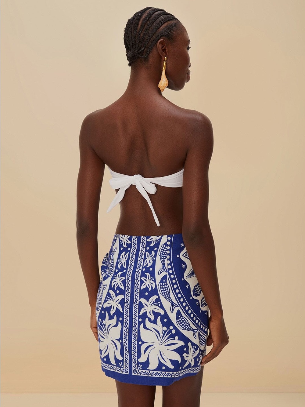 FARM Rio Blue & White Ocean Scarf Mini Skirt (NWT) - Picture 3 of 13
